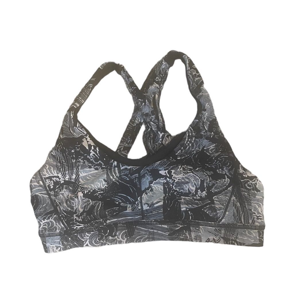 Lululemon black and blue energy sports bra size 8